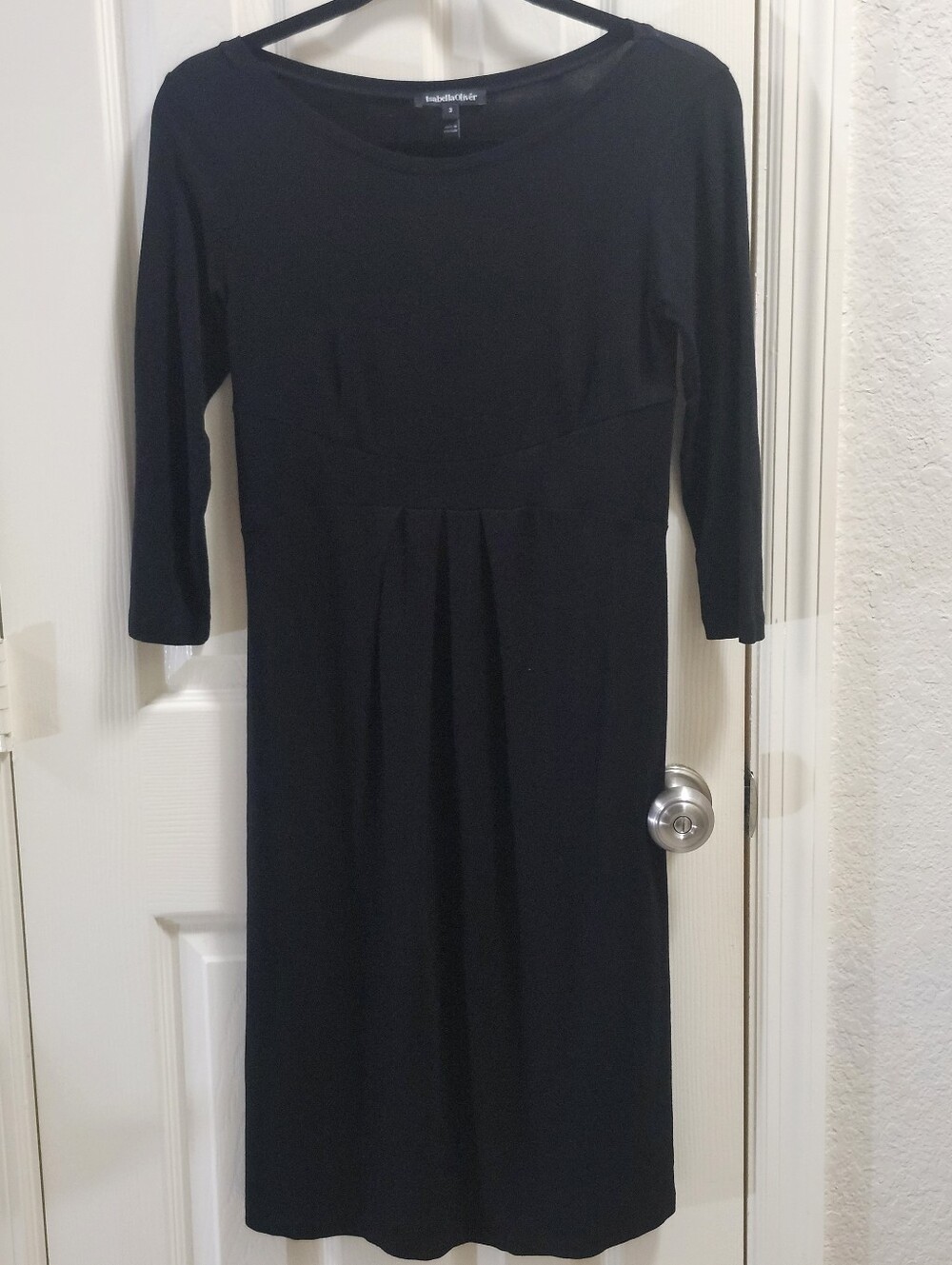 Isabella Oliver Black Maternity Dress - Size 3 (US 8 / Medium) 3/4 Sleeve
